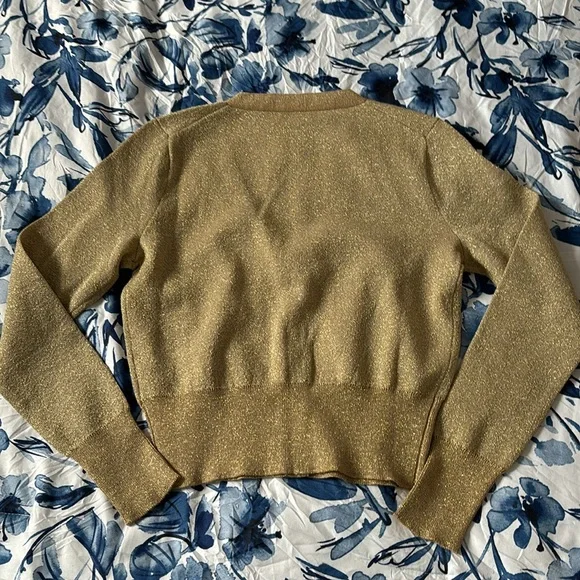 NWT J.Crew Gold Metallic V-neck Cardigan. - Picture 2 of 5